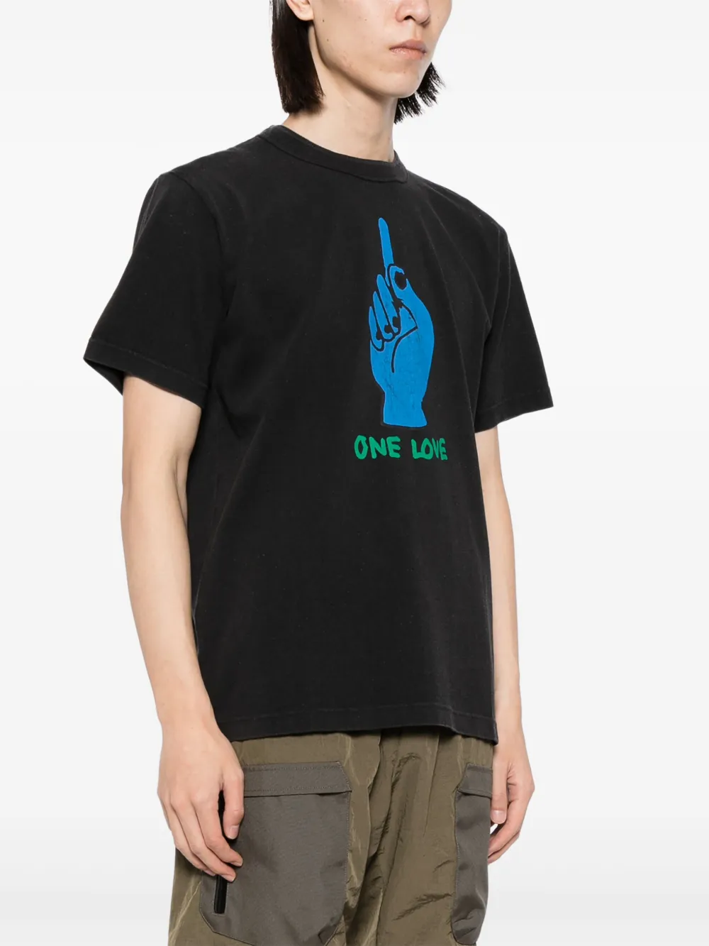 sacai Katoenen T-shirt met grafische print Zwart