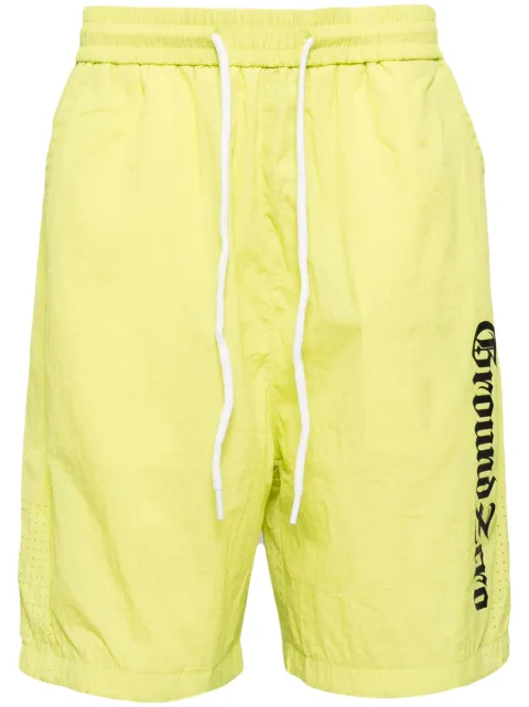 Ground Zero crinkled logo-print track shorts