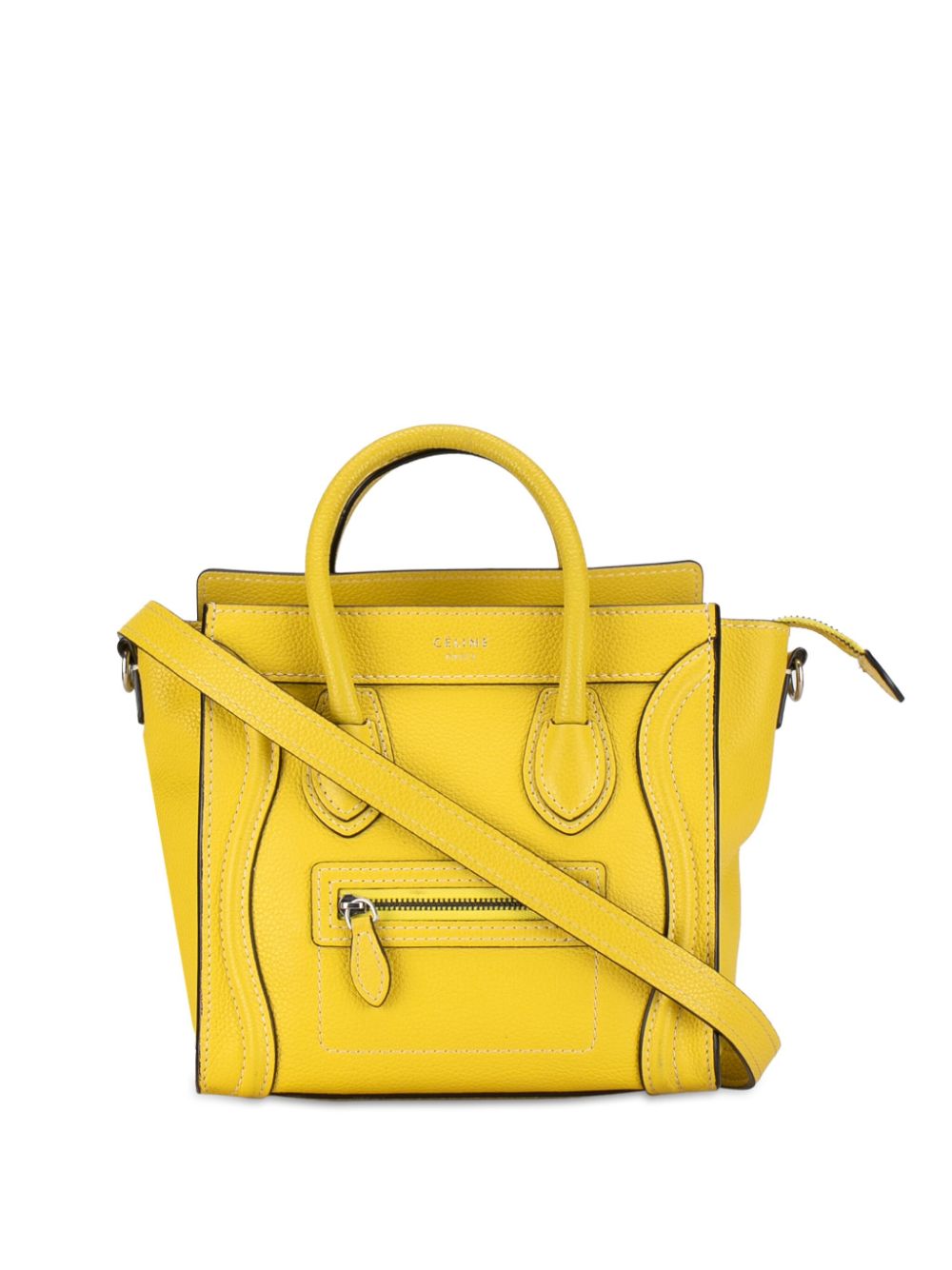 Pre-owned Celine 2012 Nano Luggage Tote Satchel In Yellow