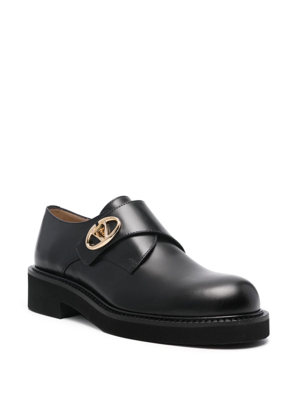 Shop Valentino Vlogo Signature Leather Monk Shoes In Black