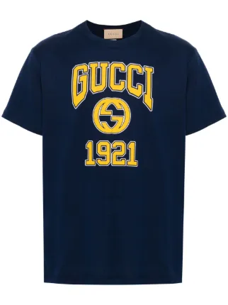 Gucci Printed Cotton T shirt Blue FARFETCH OM