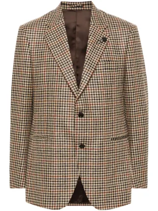 驚きの安さ Lardini JP FARFETCH | ブラウン | ジャケット ハウンドトゥース ジャケット・アウター