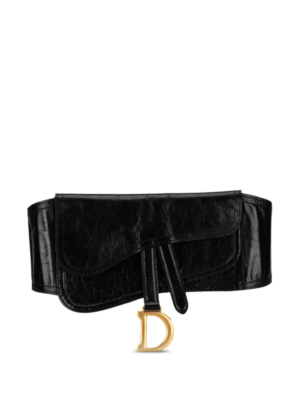 Christian Dior Pre-Owned 2019 Crinkled Lambskin Saddle belt bag – Black