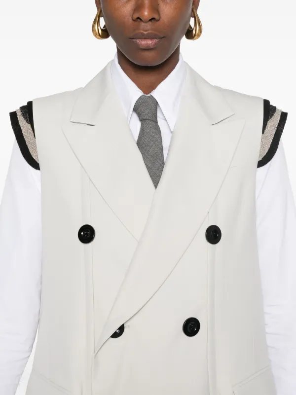 【sacai】チョークストライプ ダブルブレスト コート ◇関税込◇*sacai*ダブルブレストチョークストライプジャケット