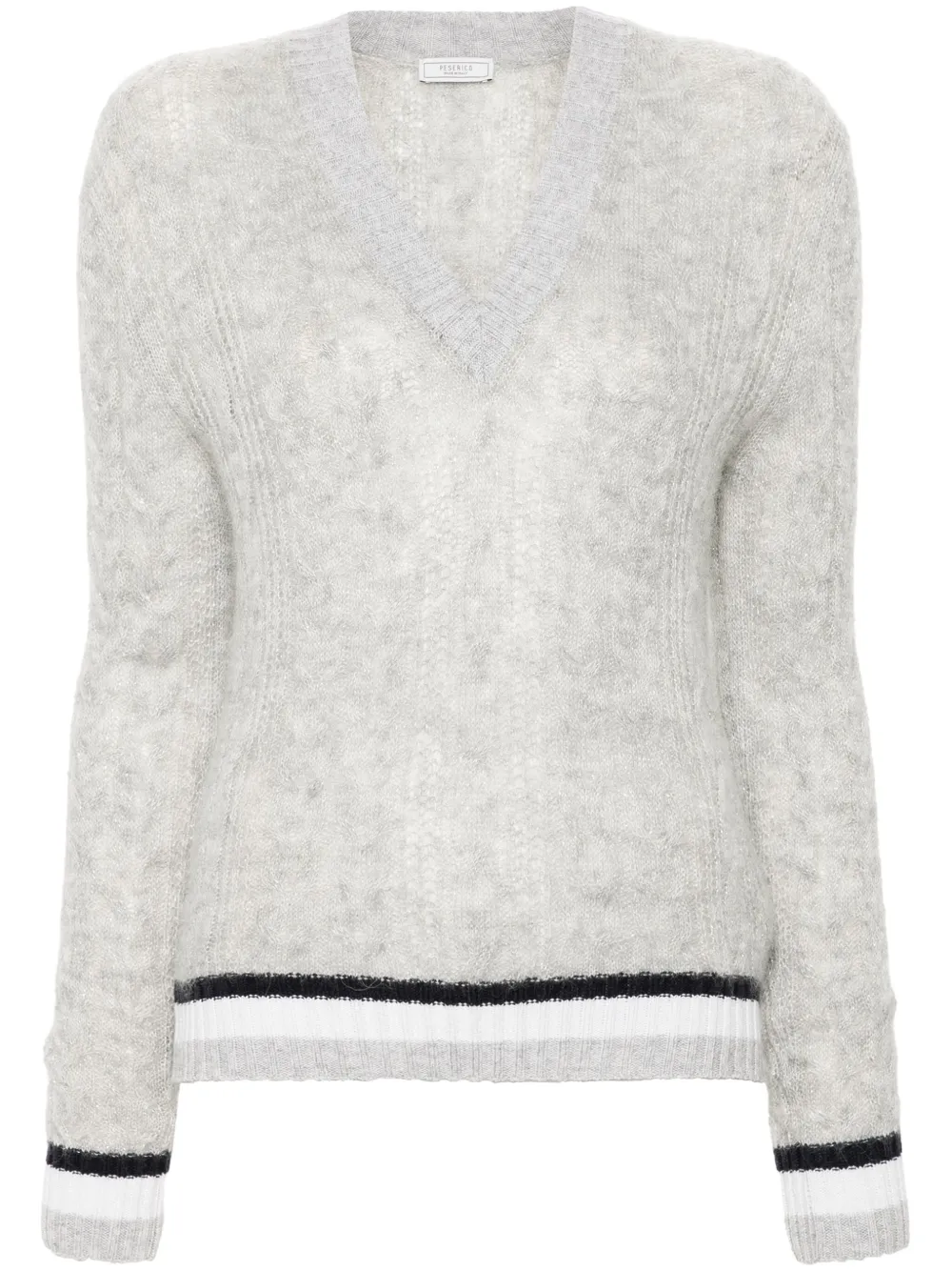 Peserico Lurex trui met V-hals Grijs