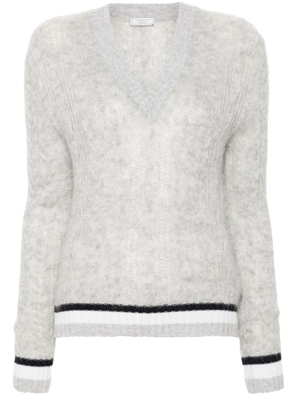 Peserico Lurex trui met V-hals - Grijs