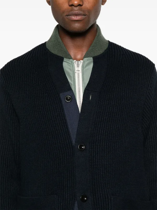 Sacai レイヤード ボンバージャケット | ブルー | FARFETCH JP