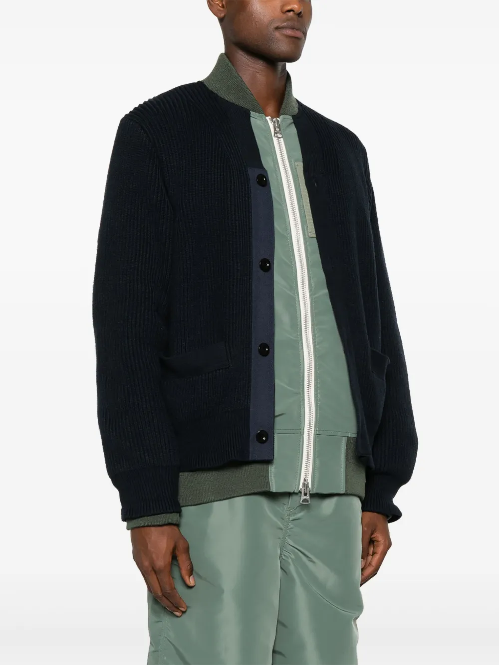 Sacai Layered Bomber Jacket | Green | FARFETCH
