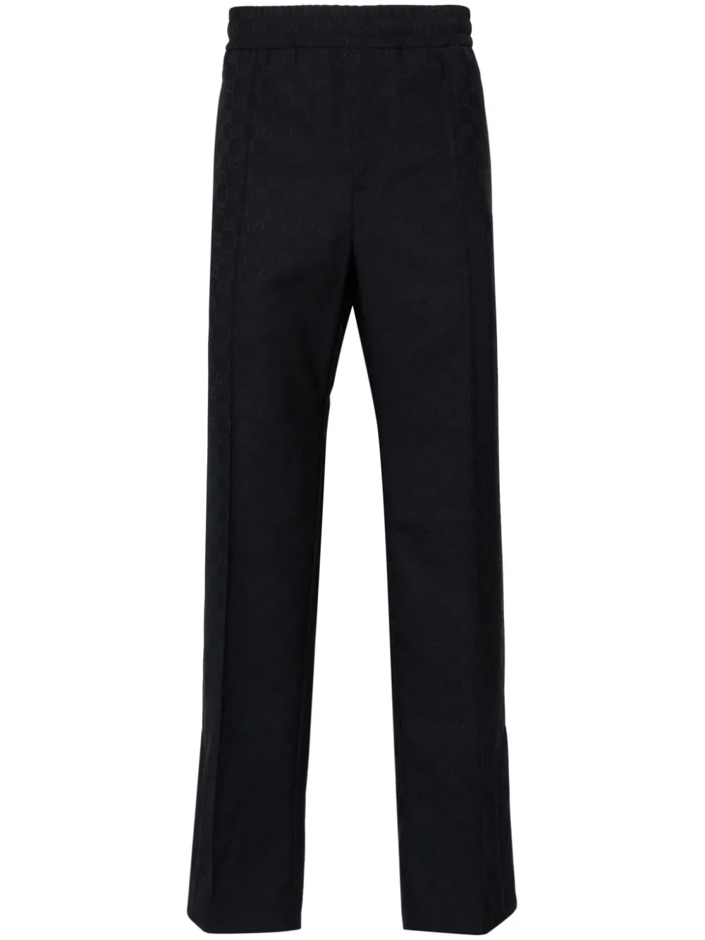 Gucci Gg Supreme-jacquard Straight Trousers In Blue