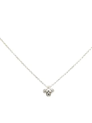 Tiffany Co. Pre Owned 2010 2023 Platinum Flower Bezel Diamond Pendant Necklace Silver FARFETCH AE