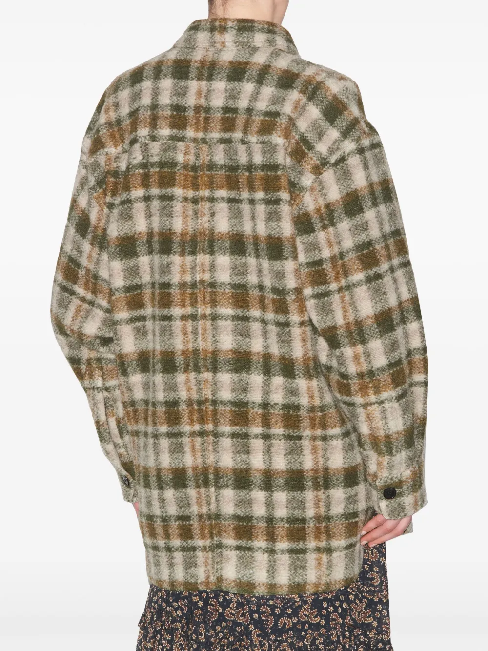 Isabel Marant Étoile Check Pattern Asymmetric Hem Coat In Green