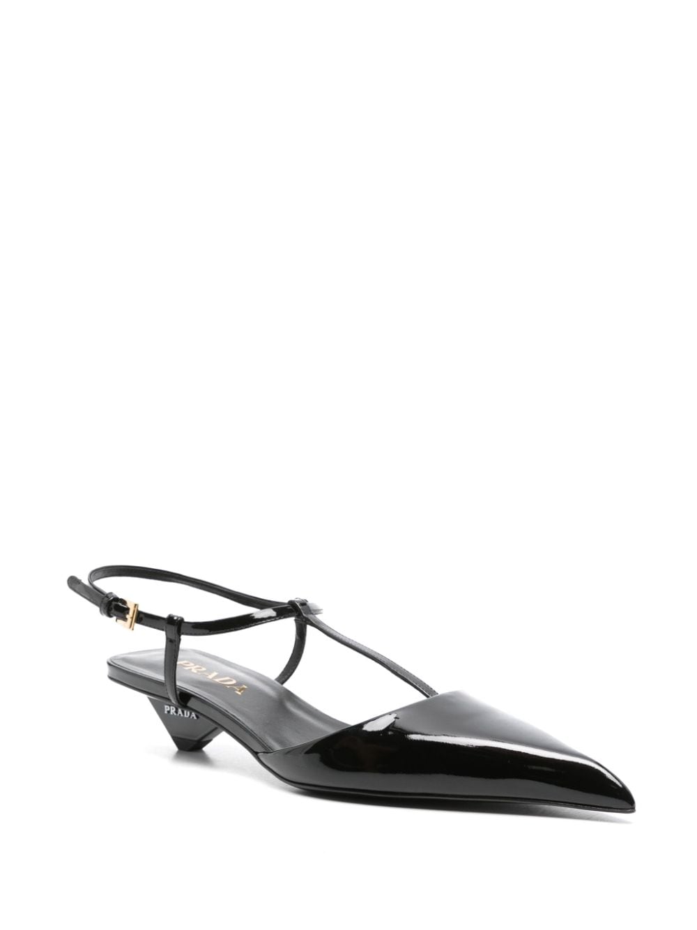 Prada 35mm patent-finish leather pumps - Zwart