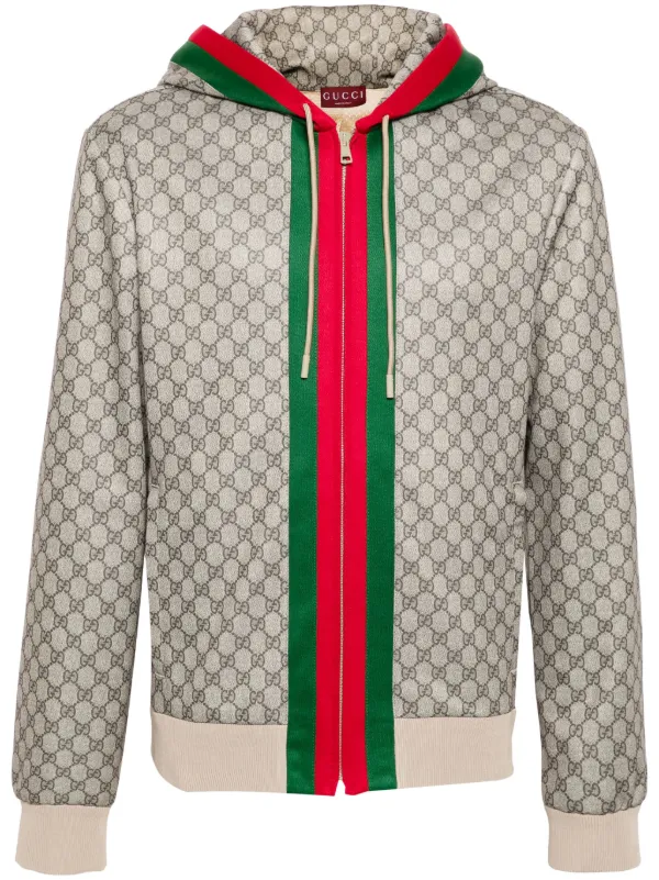 Gucci Web Jersey Hooded Jacket Neutrals FARFETCH AE