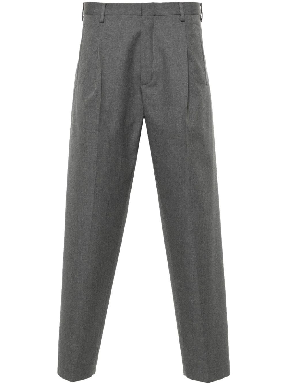 Shop Incotex Tailored Cotton-wool Trouserss In Grey