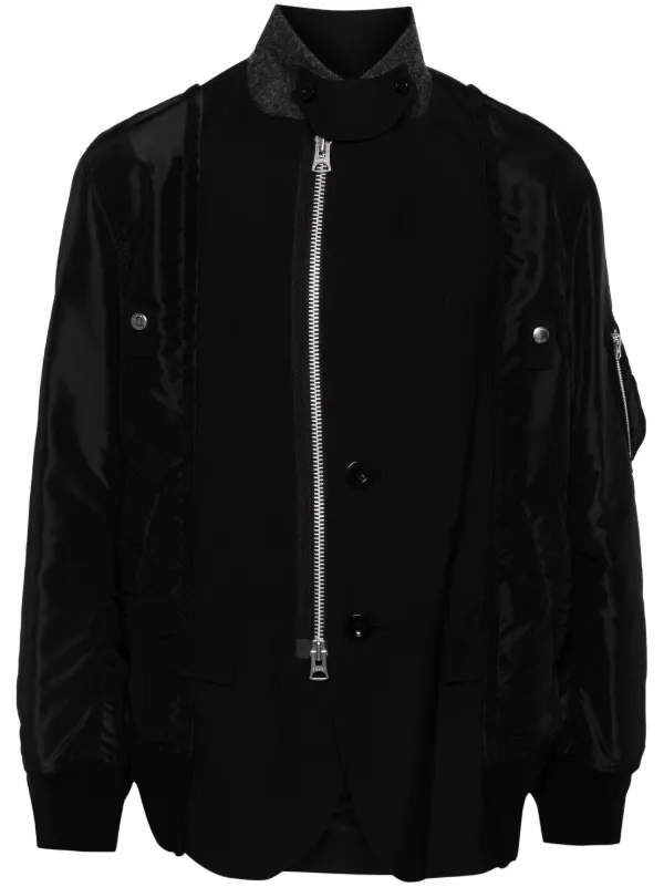 Sacai コントラストパネルコート Sacai コントラストパネル ジャケット | ブラック | FARFETCH JP