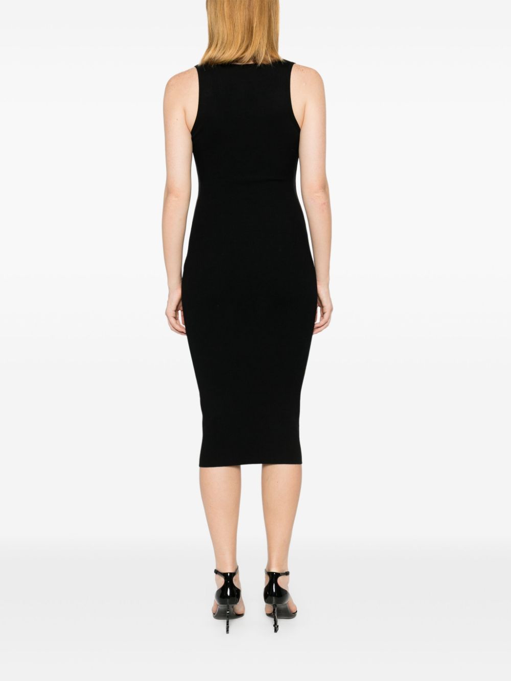 Shop Elisabetta Franchi Logo-embroidered Midi Dress In Black