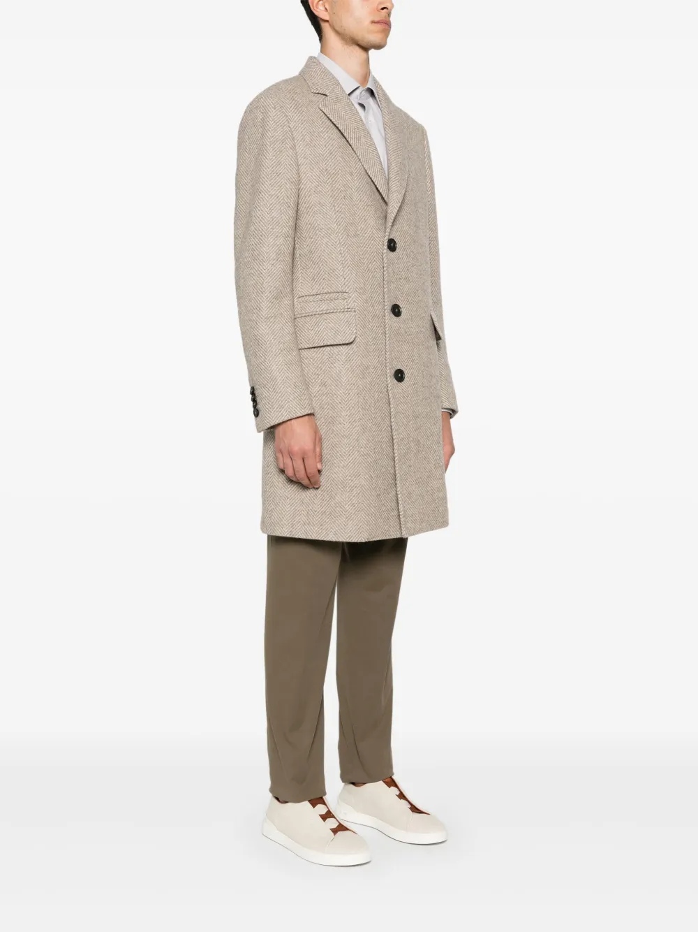 Zegna Jas met visgraat-patroon Beige