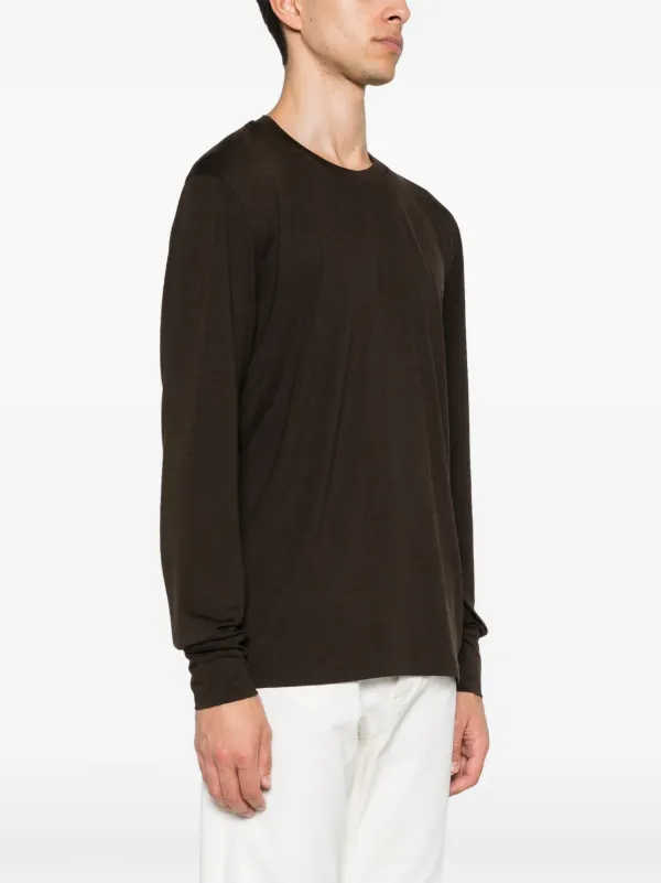 【関税&送料込み】Tom Ford Brown Cotton-Blend Crewneck T-S TOM FORD crew-neck T-shirt | Brown | FARFETCH