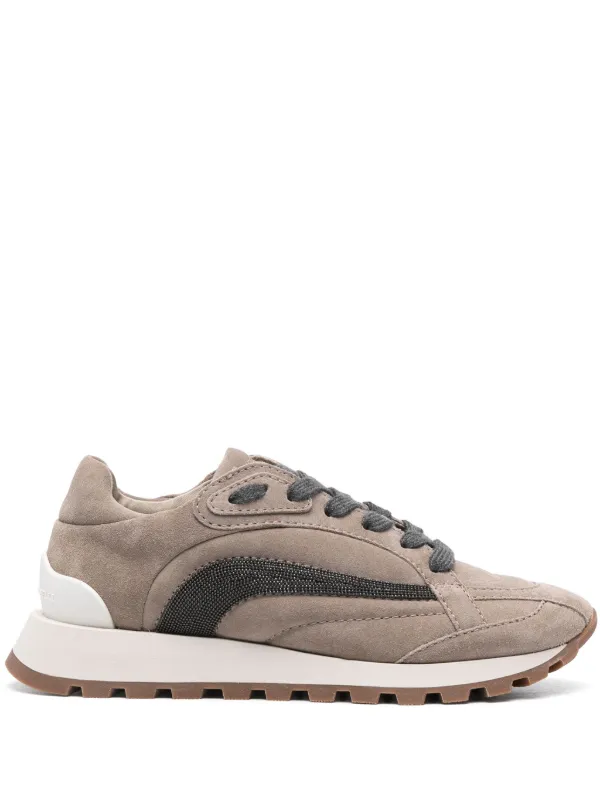 スニーカー CUCINELLI 251MZSFG2127 SUEDE AND FABRIC SNEAKERS WITH MONILI Monili suede sneakers in beige - Brunello Cucinelli | Mytheresa