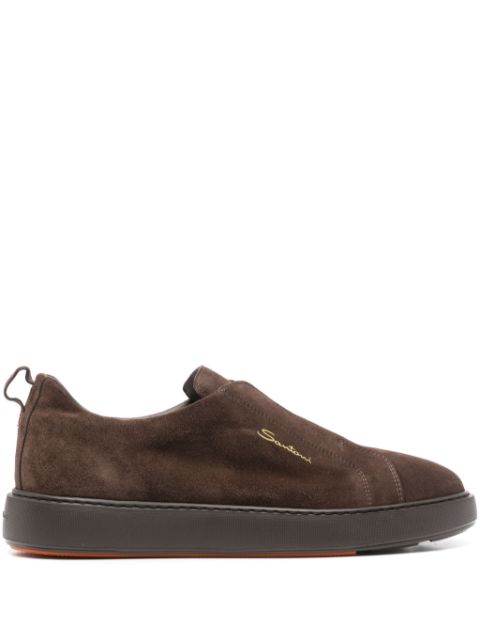 Santoni suede slip-on sneakers