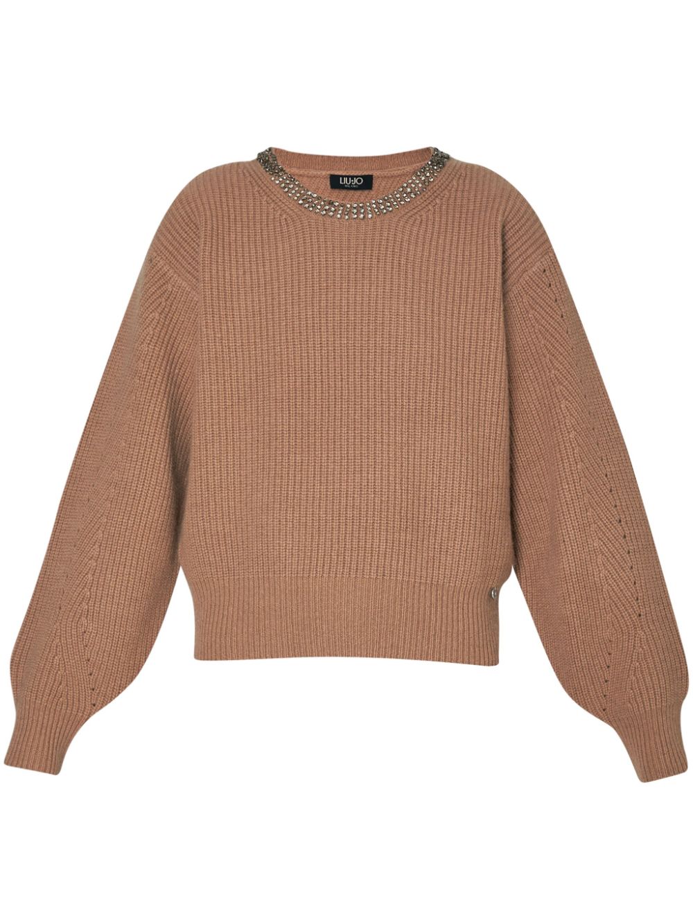 Shop Liu •jo Ribbed-knit Jumper In Neutrals