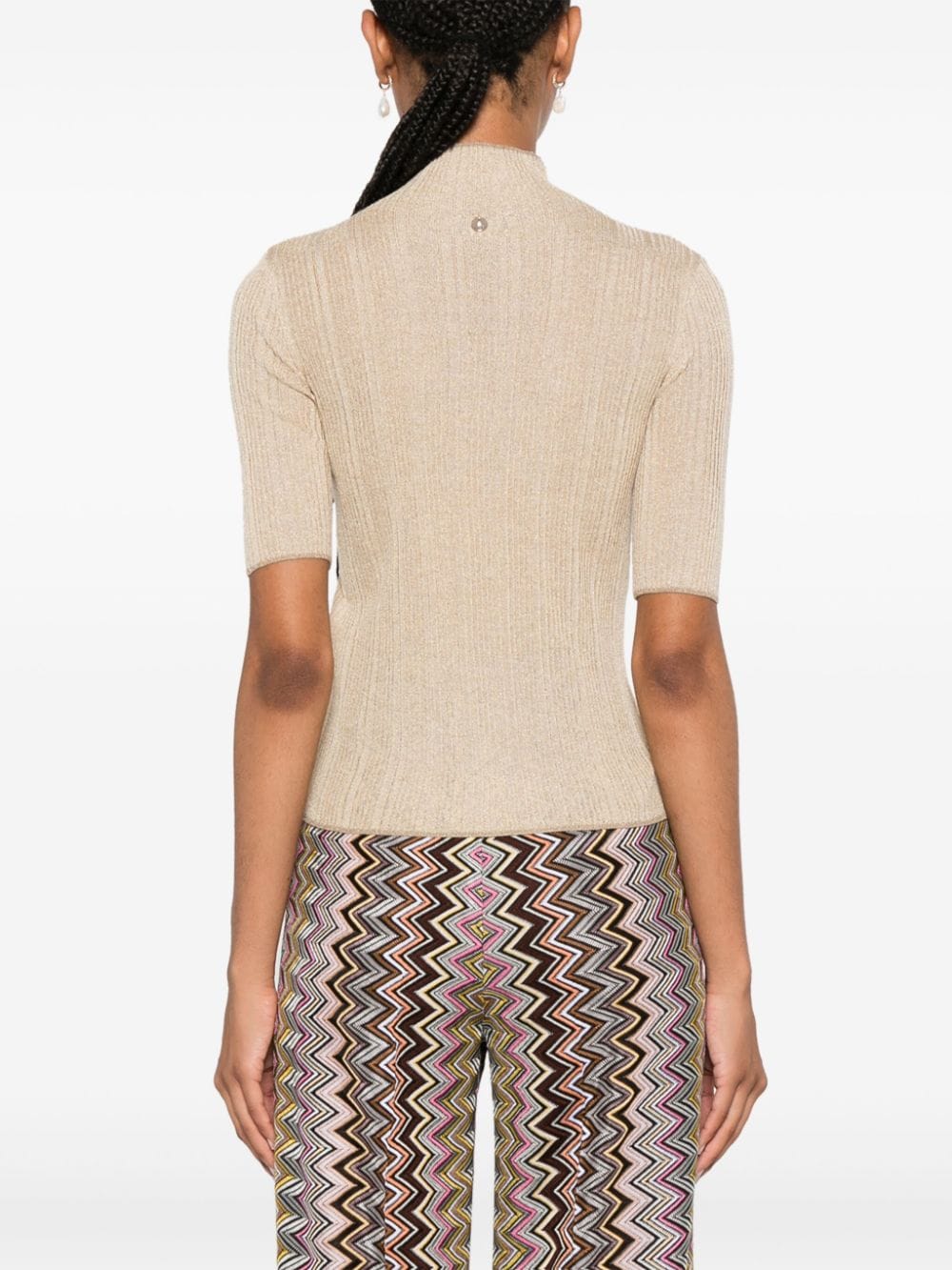 Shop Liu •jo Lurex Sweater In Gold