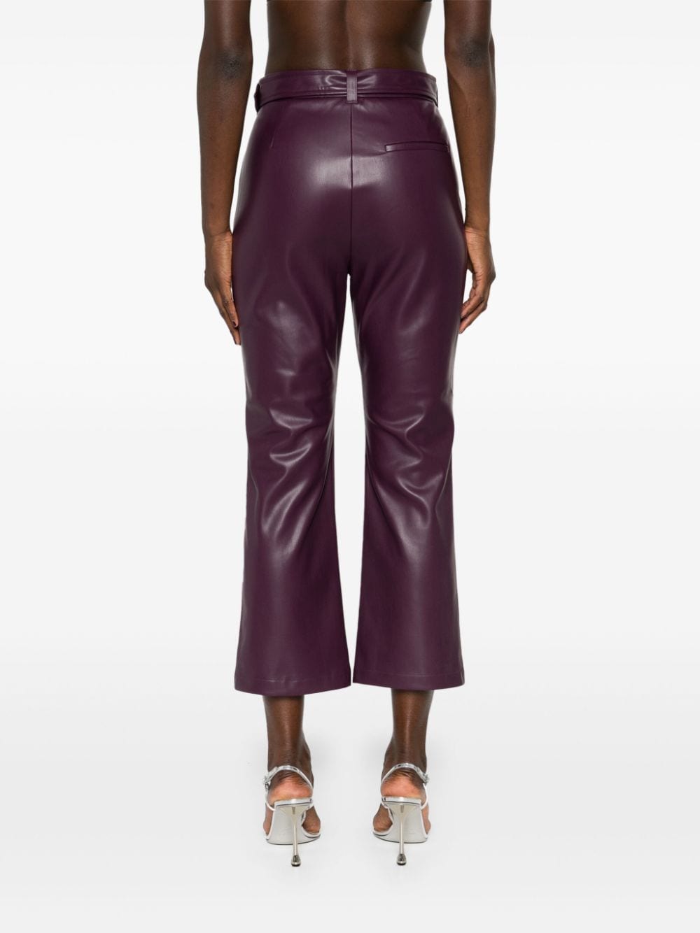 Shop Liu •jo Coated Flared Trousers In Purple