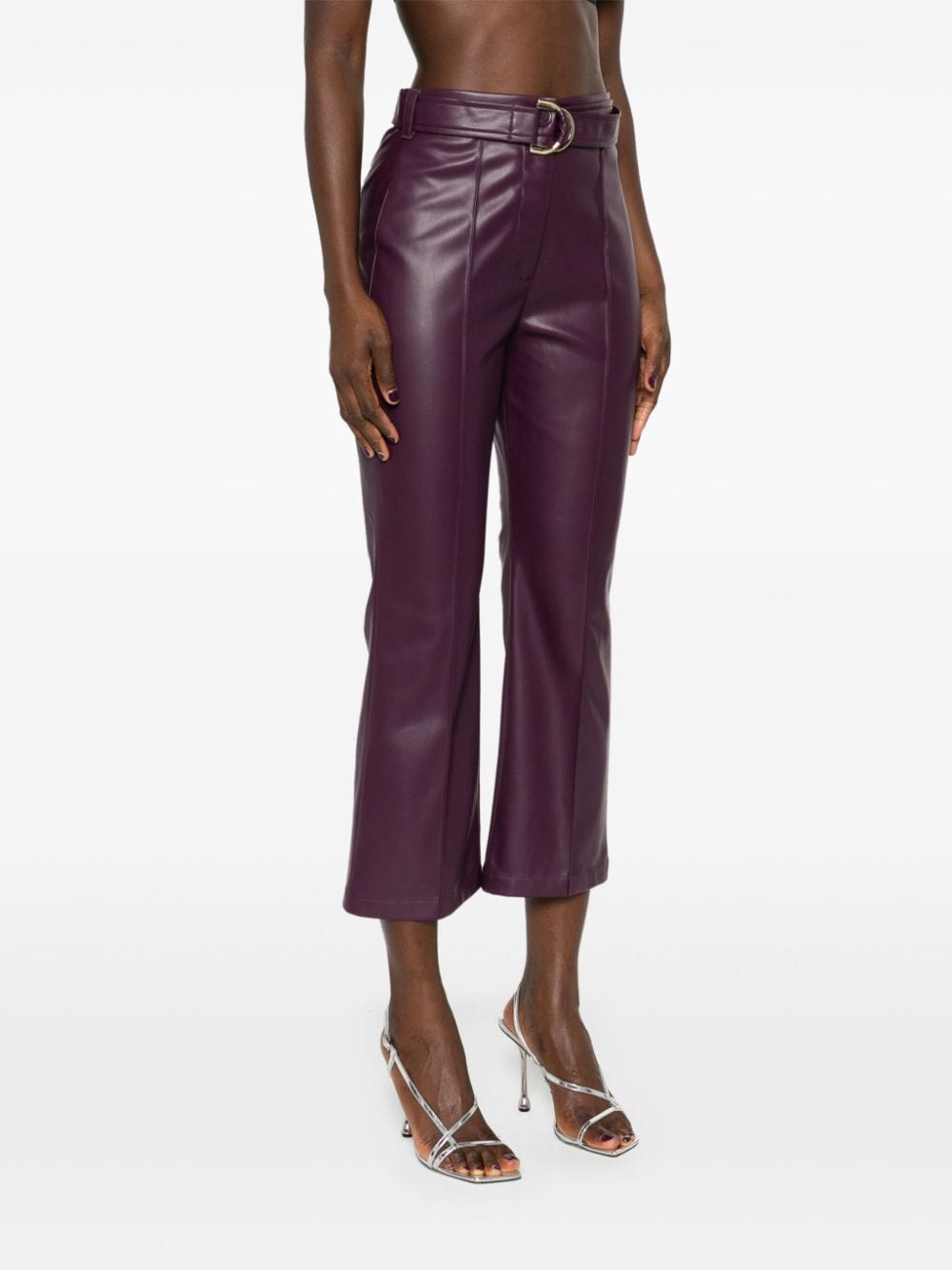 Shop Liu •jo Coated Flared Trousers In Purple