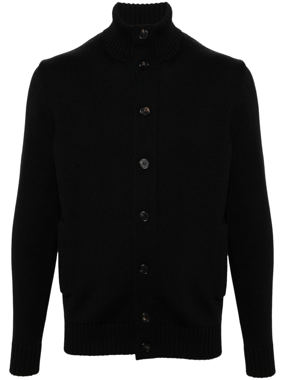 Shop Zanone Virgin Wool Cardigan In Black