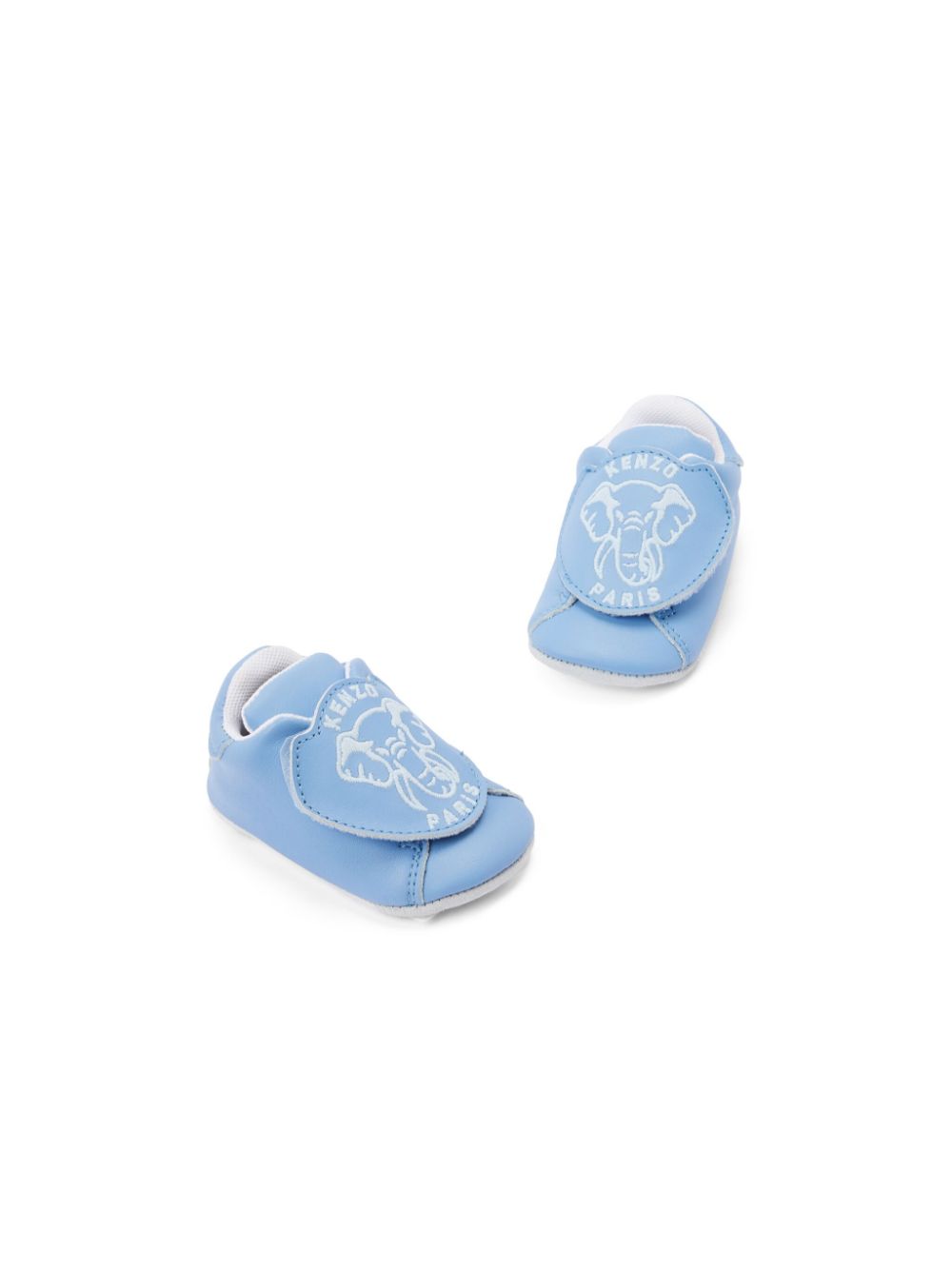 Kenzo Kids Leren slippers met logoprint Blauw