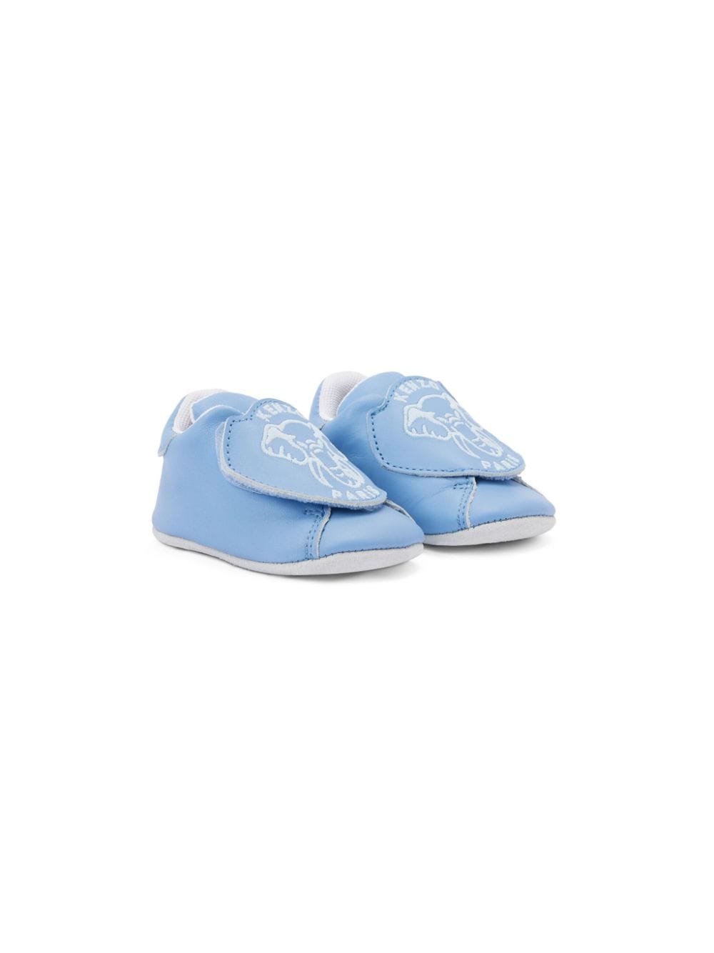 Kenzo Kids logo-print leather slippers Blue