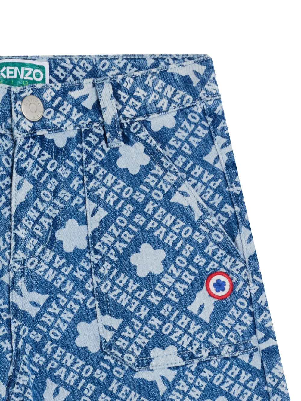 Kenzo Kids Spijkershorts met print Blauw