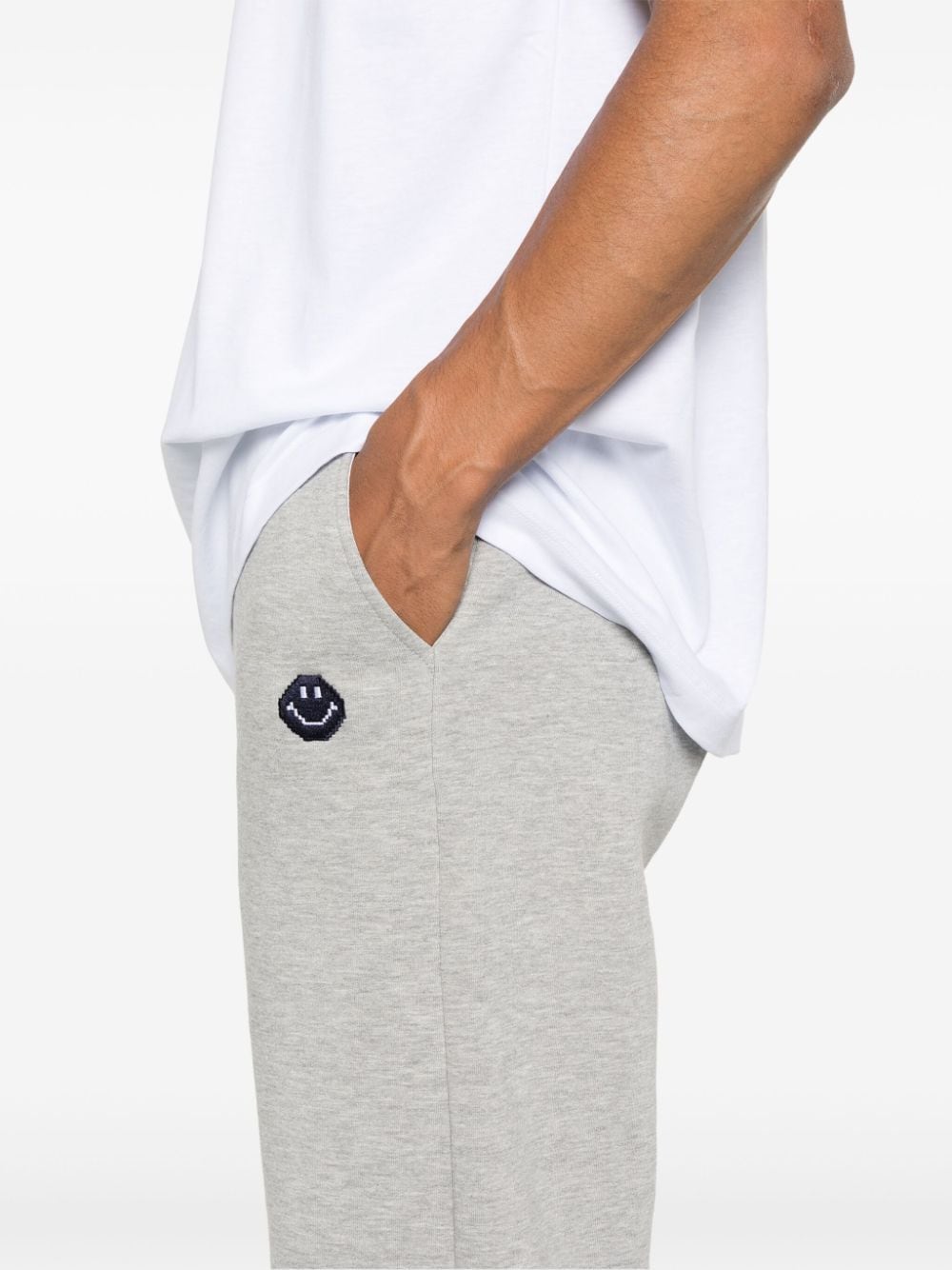 Shop Joshua Sanders Smiley Face-embroidered Track Pants In Grey