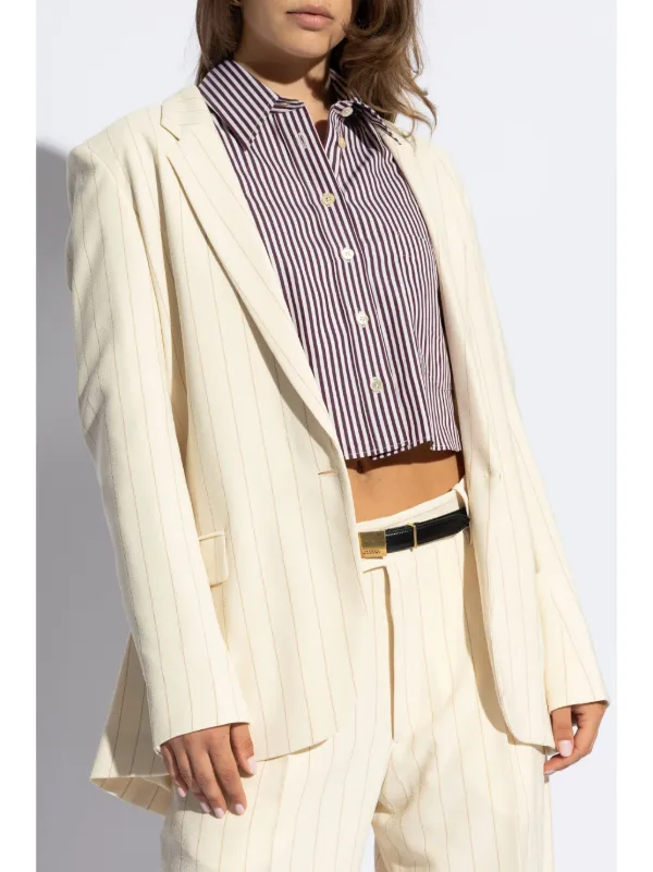 ジャケット ISABEL MARANT Embroidered Stretch Crepe Omelia Blazer ISABEL MARANT Omelia Pinstripe Blazer | Neutrals | FARFETCH