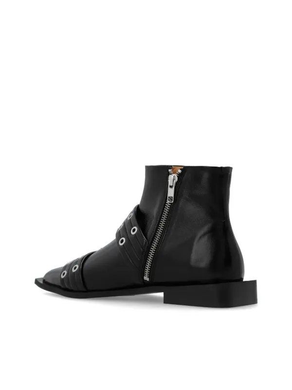 GANNI eyelet-detailing Biker Boots | Black | FARFETCH