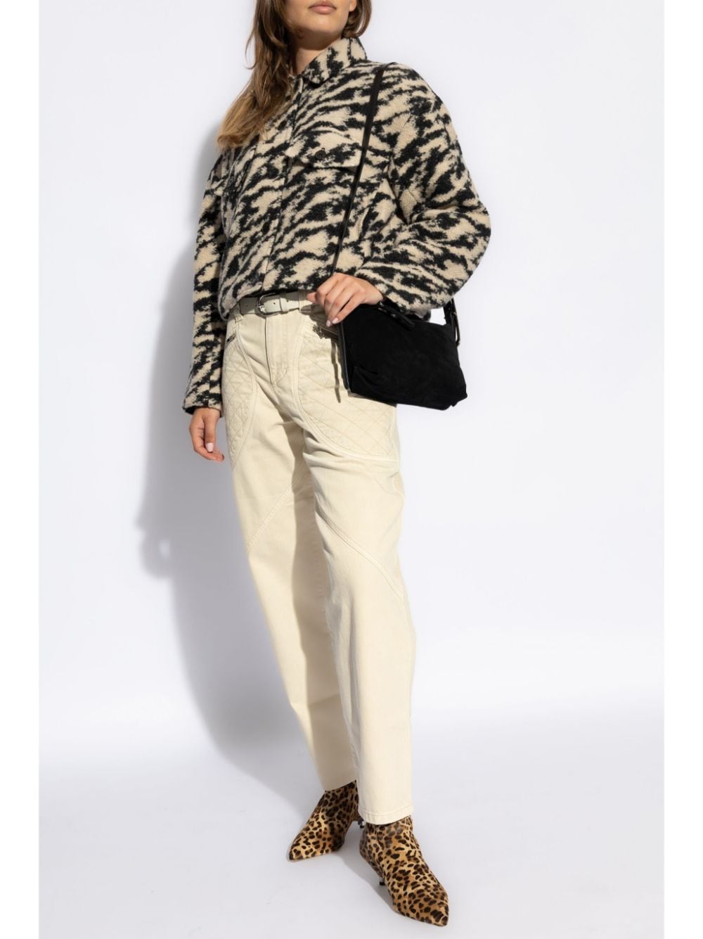 Shop Marant Etoile Ferida Zebra-print Coat In Neutrals