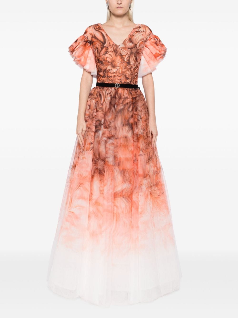 SAIID KOBEISY PRINTED TULLE GOWN 