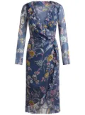 ETRO floral-print silk wrap dress - Blue