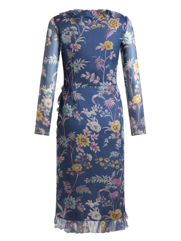 ETRO Robe cache-cœur En Soie à Fleurs Bleu FARFETCH TN