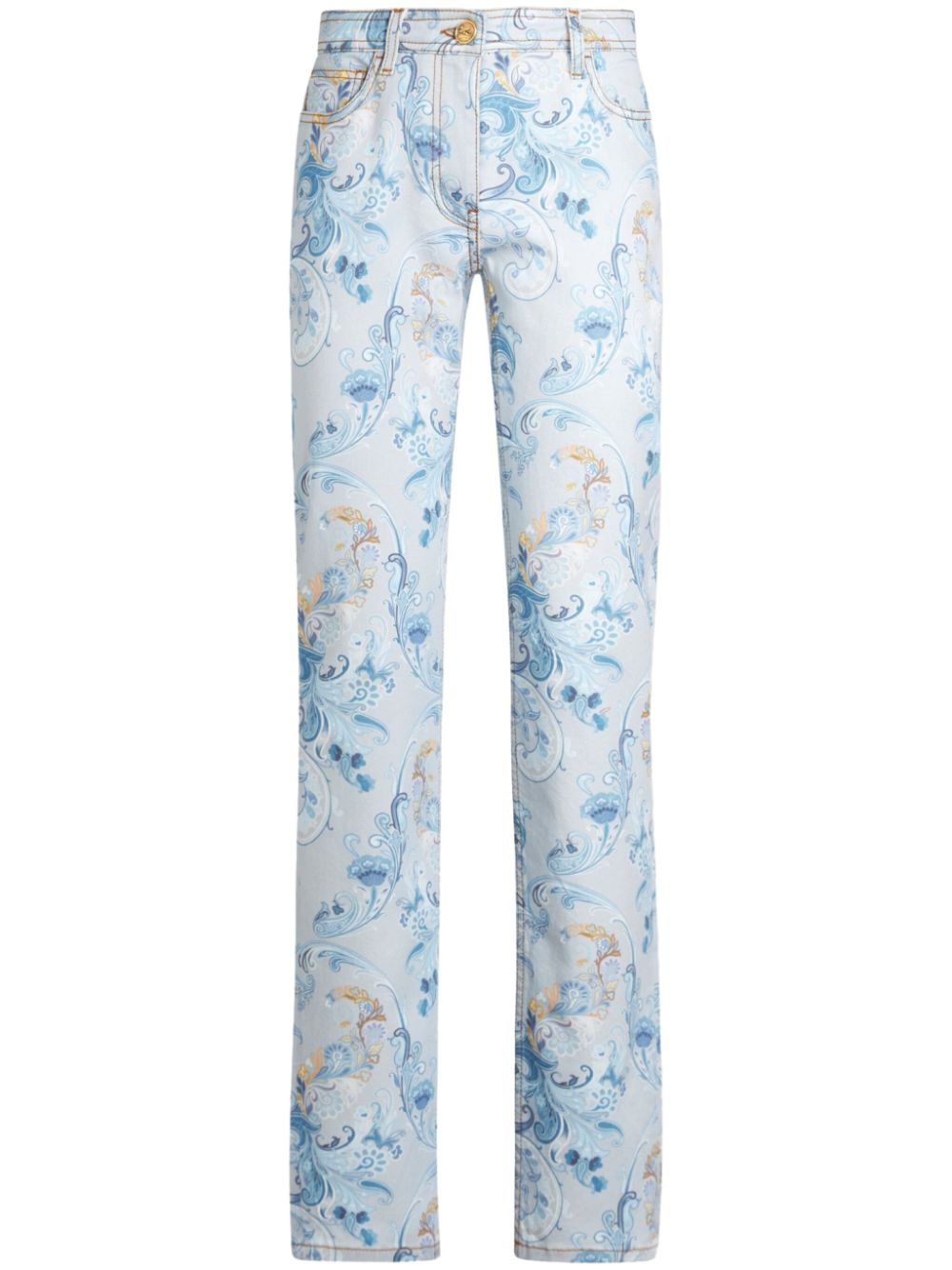 ETRO paisley-print jeans Blauw