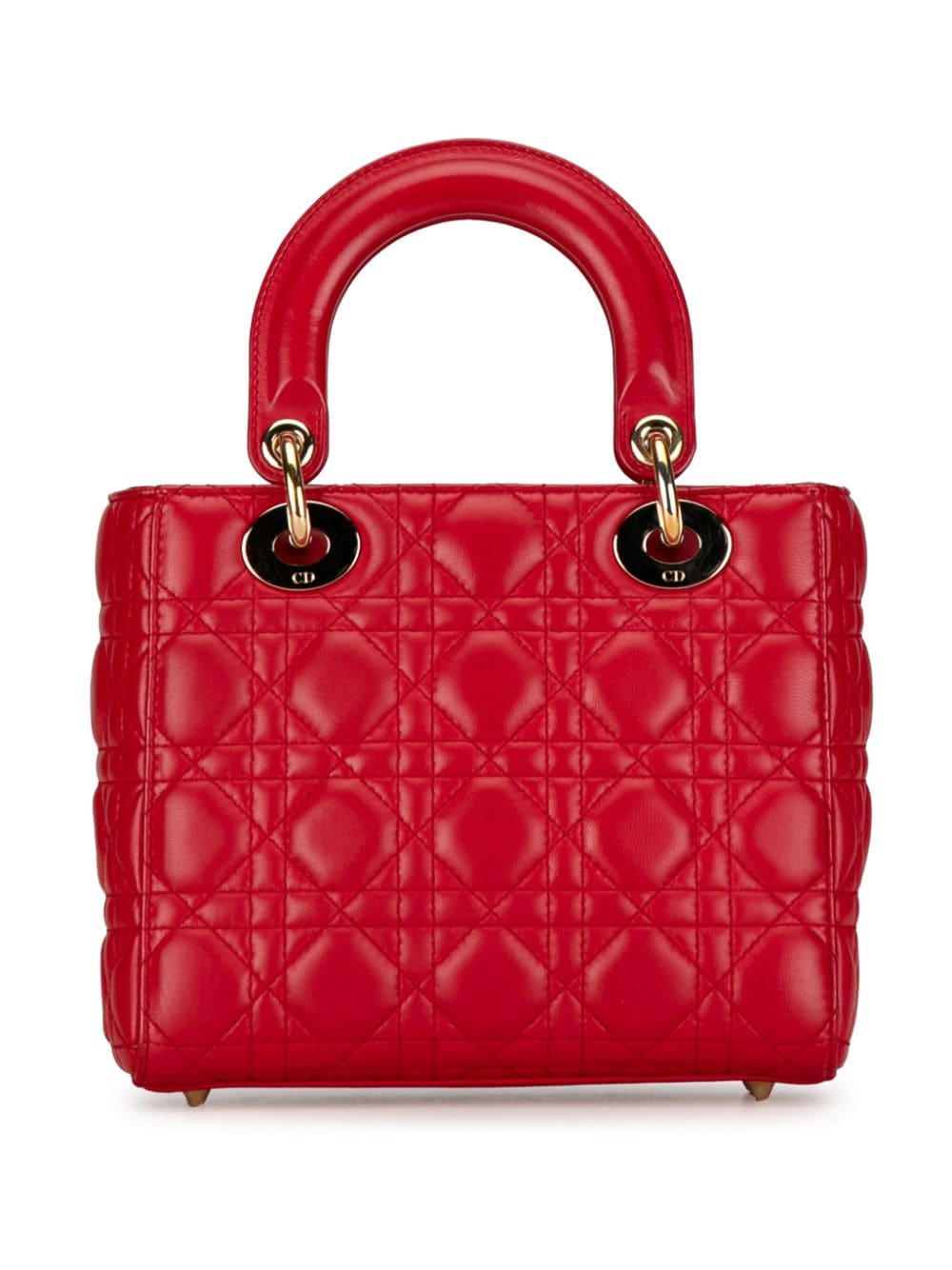 Christian Dior Pre-Owned 2016 Small Lambskin Cannage Lucky Badges My Lady Dior satchel - Rood