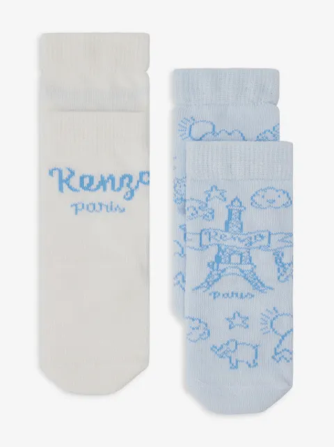 Kenzo Kids set de  dos calcetines tejidos con logo en intarsia