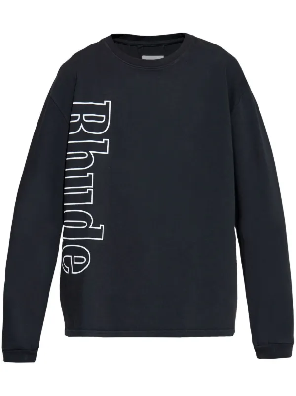 【Rhude】★送料・関税込み★ロゴプリント コットン フーディ RHUDE プリント パーカー | ブラック | FARFETCH JP