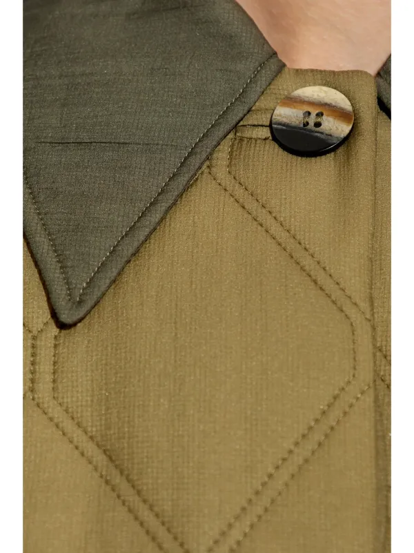 GANNI single-breasted Quilted Jacket | Green | FARFETCH CA