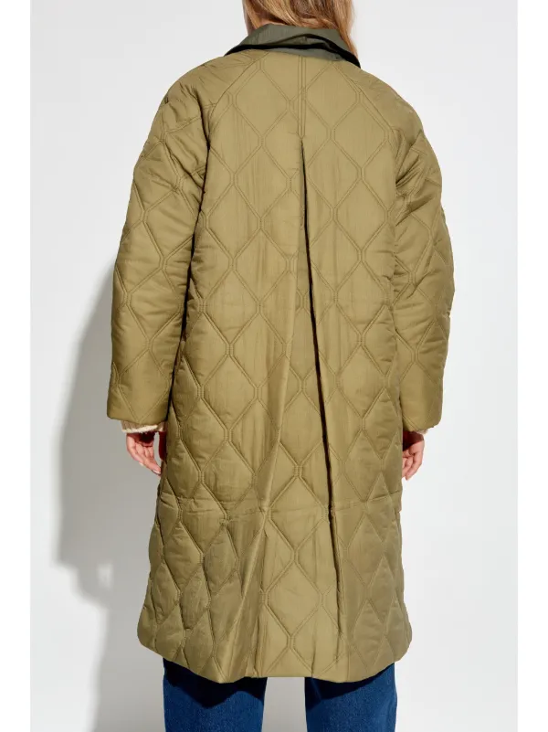 GANNI single-breasted Quilted Jacket | Green | FARFETCH CA