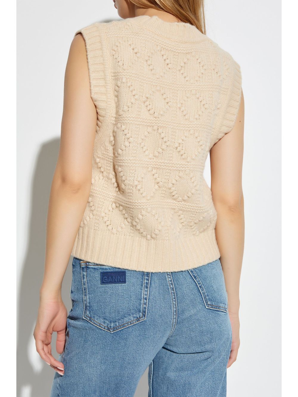 GANNI embroidered-logo knitted vest Women