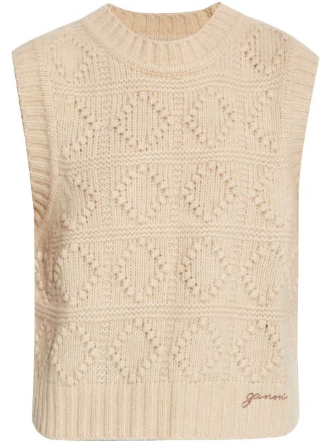 GANNI embroidered-logo knitted vest Women