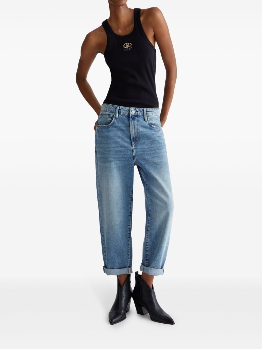 LIU JO cropped boyfriend jeans - Blauw