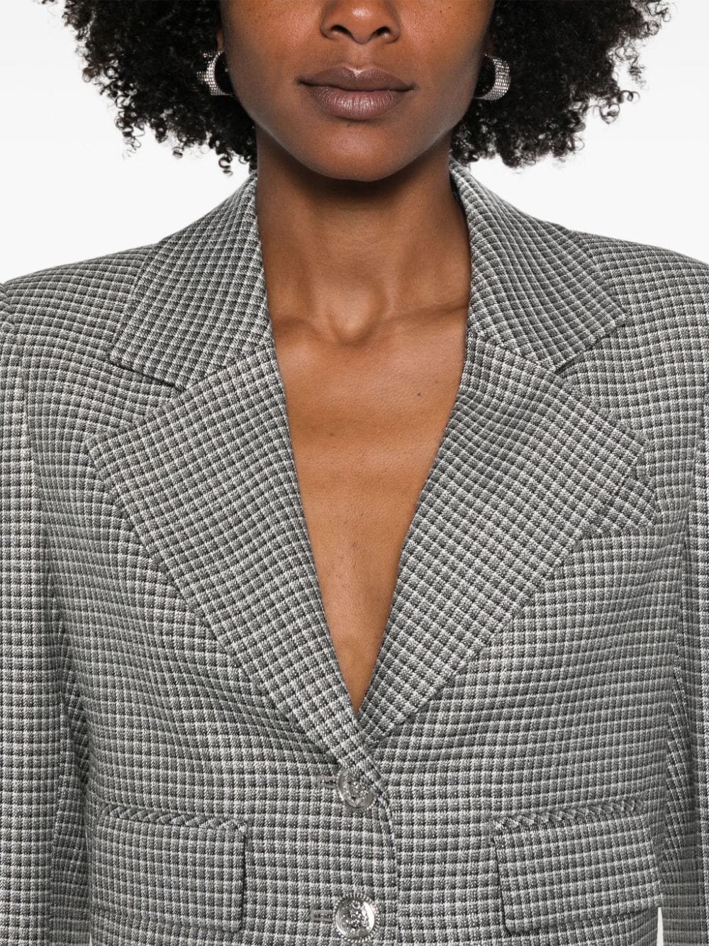 Shop Liu •jo Checkered Blazer In Grey