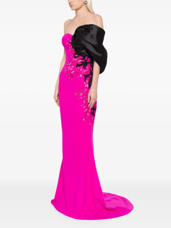 Saiid Kobeisy Crepe Straight Fit Gown | Pink | FARFETCH Saiid Kobeisy Crepe Straight Fit Gown | Pink | FARFETCH